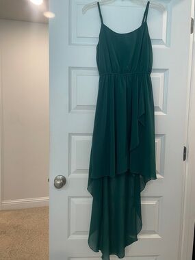 Ya Los Angeles Teal High-Low Chiffon Spaghetti Strap Dress